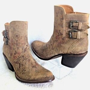 Lucchese Bootie Catalina Ankle Floral Womens Leather 9B Brown Boots Western